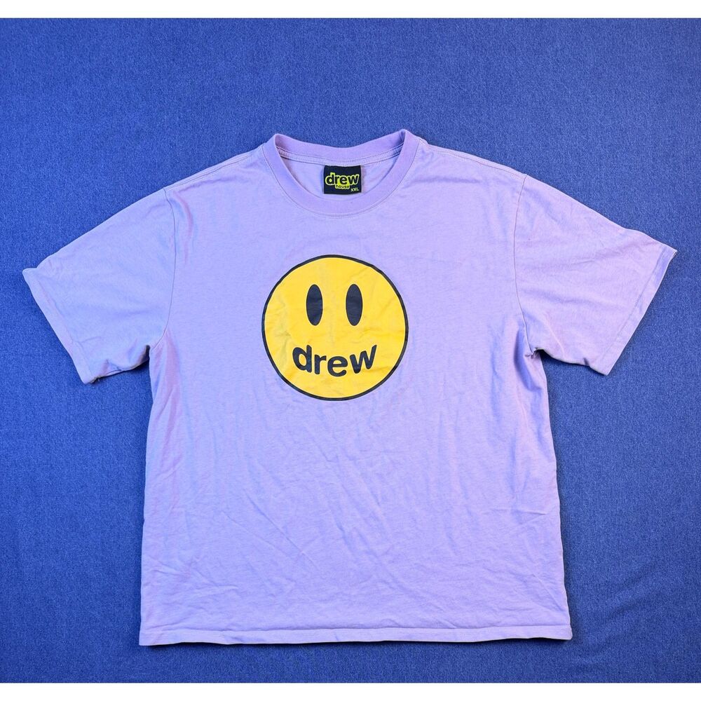 Drew House XXL Purple Lavender Smiley Face Logo Graphic T Shirt Justin Bieber